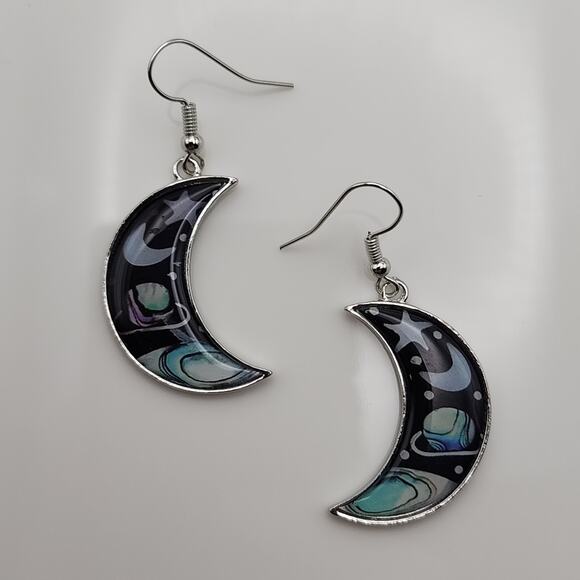Boho Crescent Moon Earrings - Picture 2 of 5